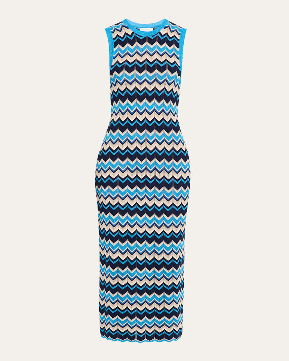 Declan Metallic Chevron-Knit Midi Dress